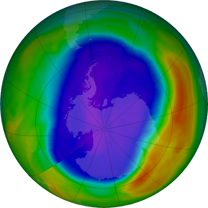 Antarctic ozone map for 22 September 2023